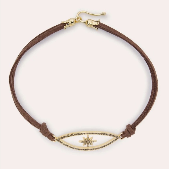 Ramy Brook Jewelry - Ramy Brook Gold and Brown Leather Choker- Necklace . NWT